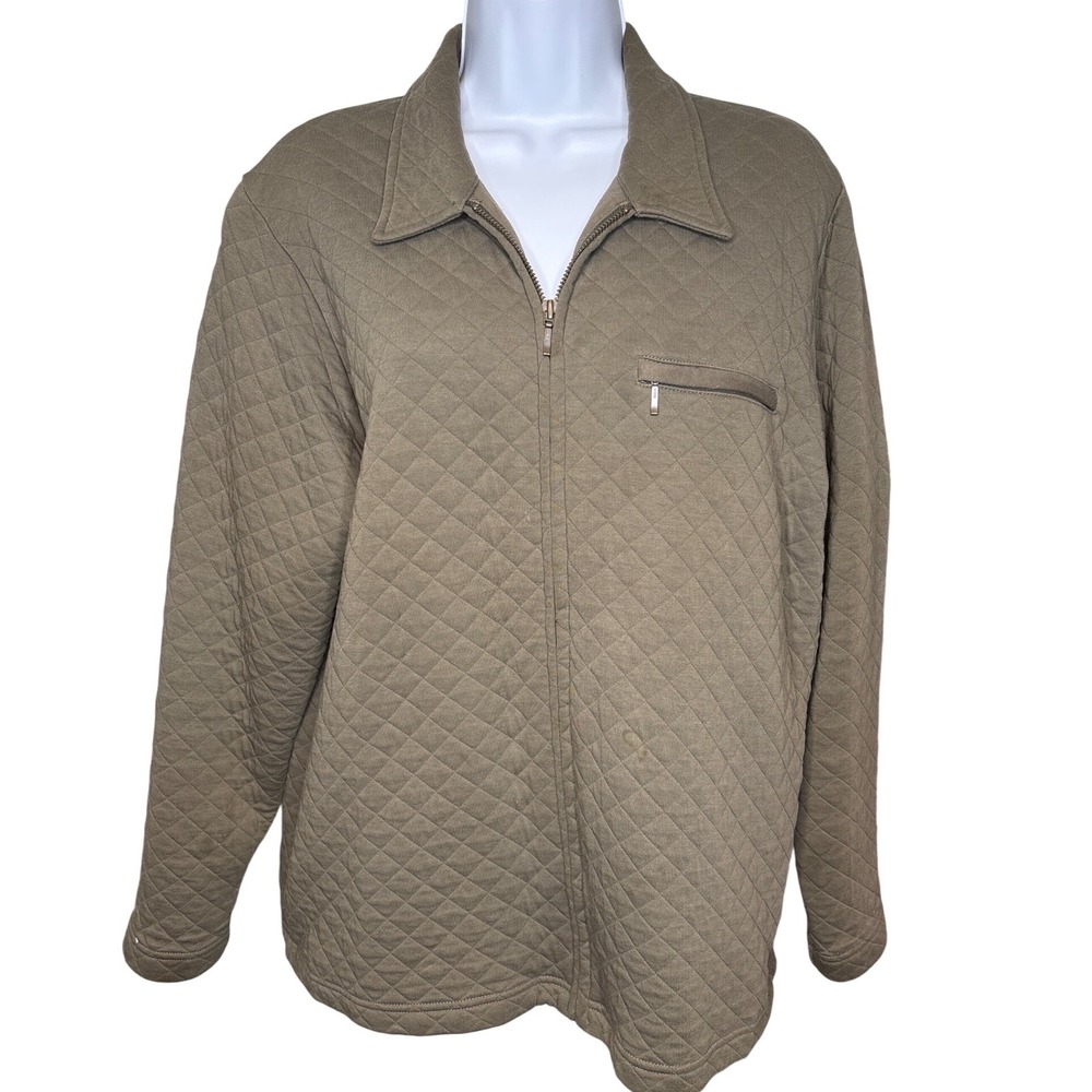 LL Bean Womens Olive Brown Quilted Full Zip Jacket Sz M Gorpcore Earthy Camping